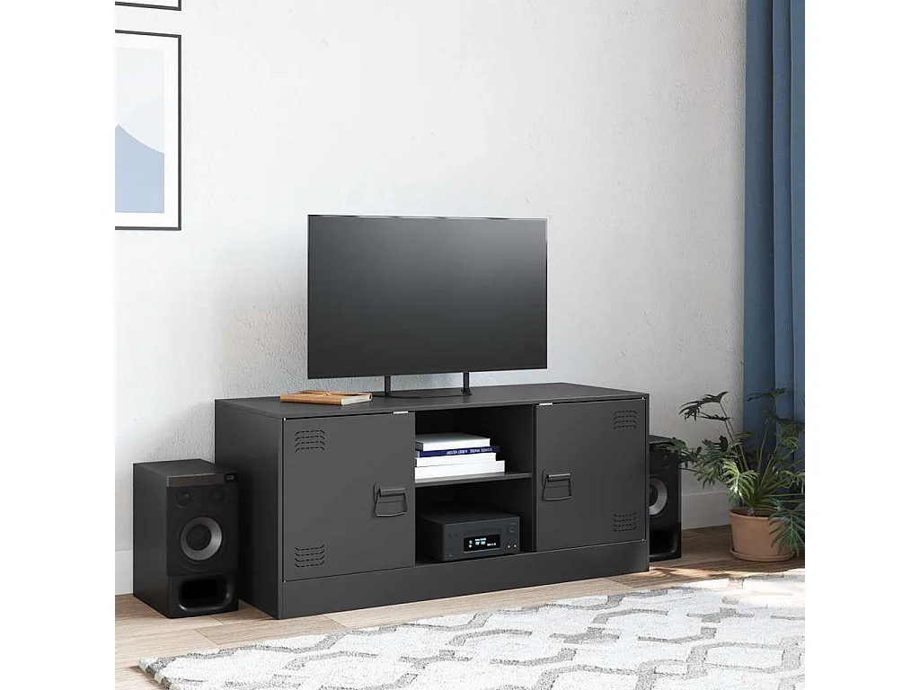 Meuble TV | Banc TV | Armoire TV noir 99x39x44 cm acier