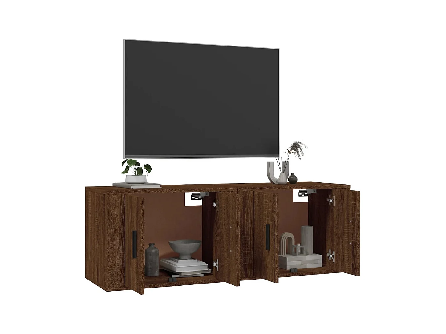 muebles para TV  | Gabinetes de TV |  Muebles de salón de pared 2 uds roble marrón 57x34,5x40 cm
