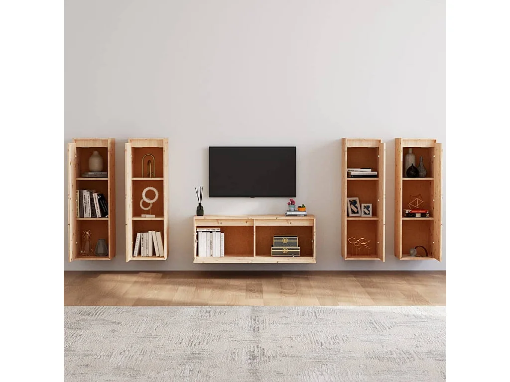Meubles TV | Bancs TV | Armoires TV 5 pcs Bois massif de pin
