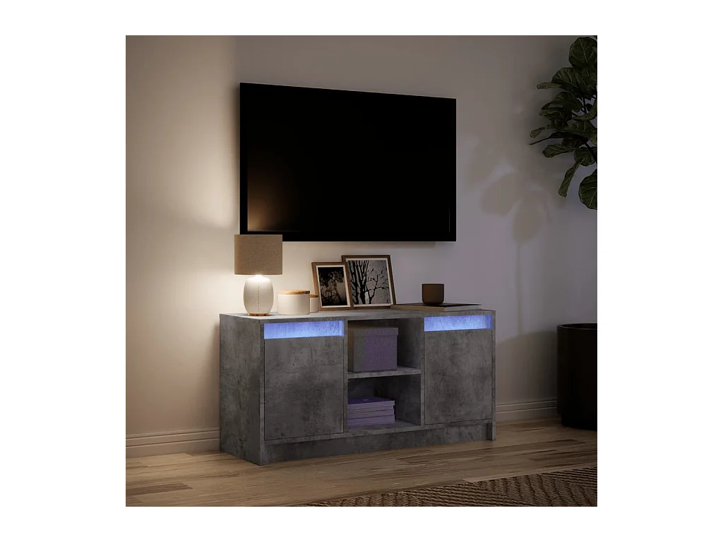 Tv-meubel | Tv-Bank | TV-kastmet LED 100x34x50 cm bewerkt hout betongrijs