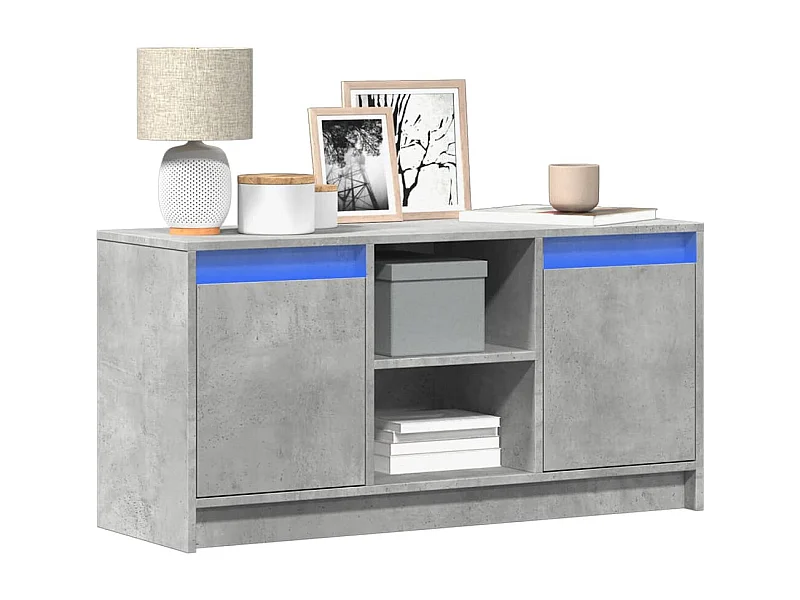 Meuble TV | Banc TV | Armoire TV avec LED gris béton 100x34x50 cm bois d'ingénierie