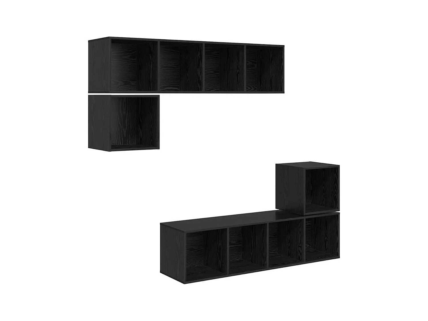 Set mobile TV | Armadietto TV 4 pcs Rovere nero 37 x 37 x 142.5 cm