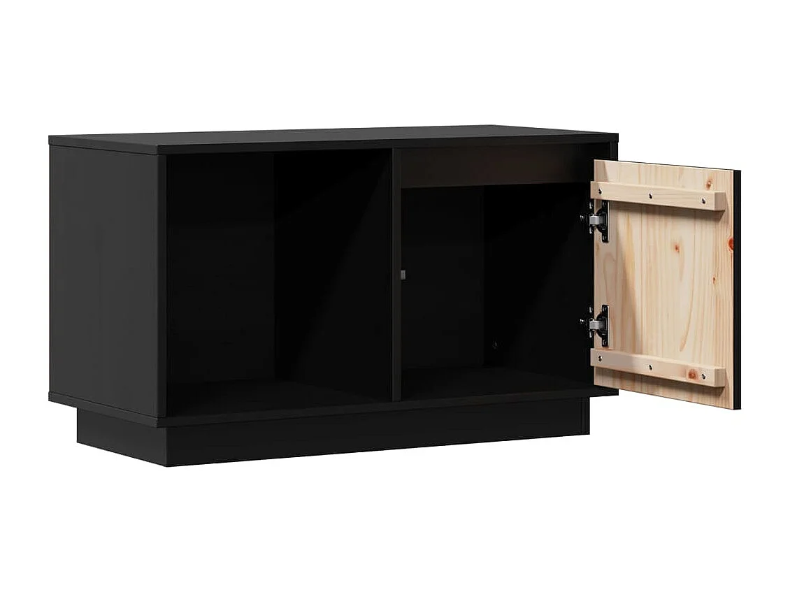 Meuble TV | Banc TV | Armoire TV Noir 74x35x44 cm Bois de pin massif