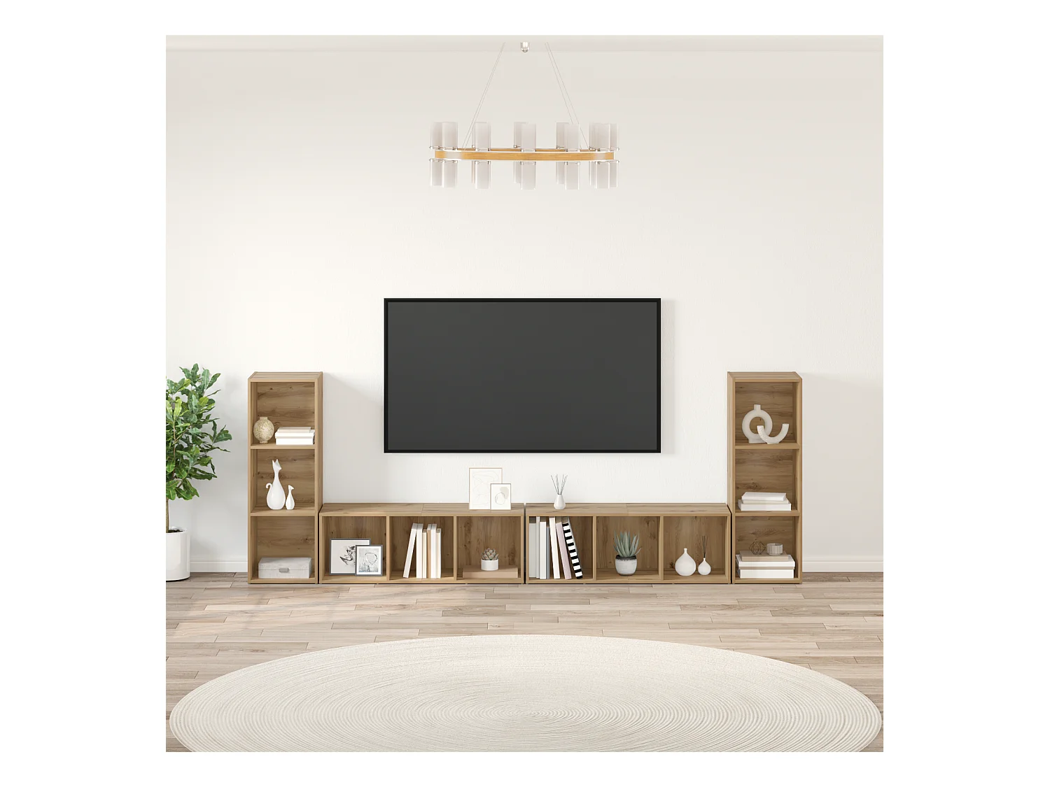 Meuble TV | Banc TV | Armoire TV 4 pcs Chêne artisan 37 x 35 x 107.5 cm Bois Ingénieur