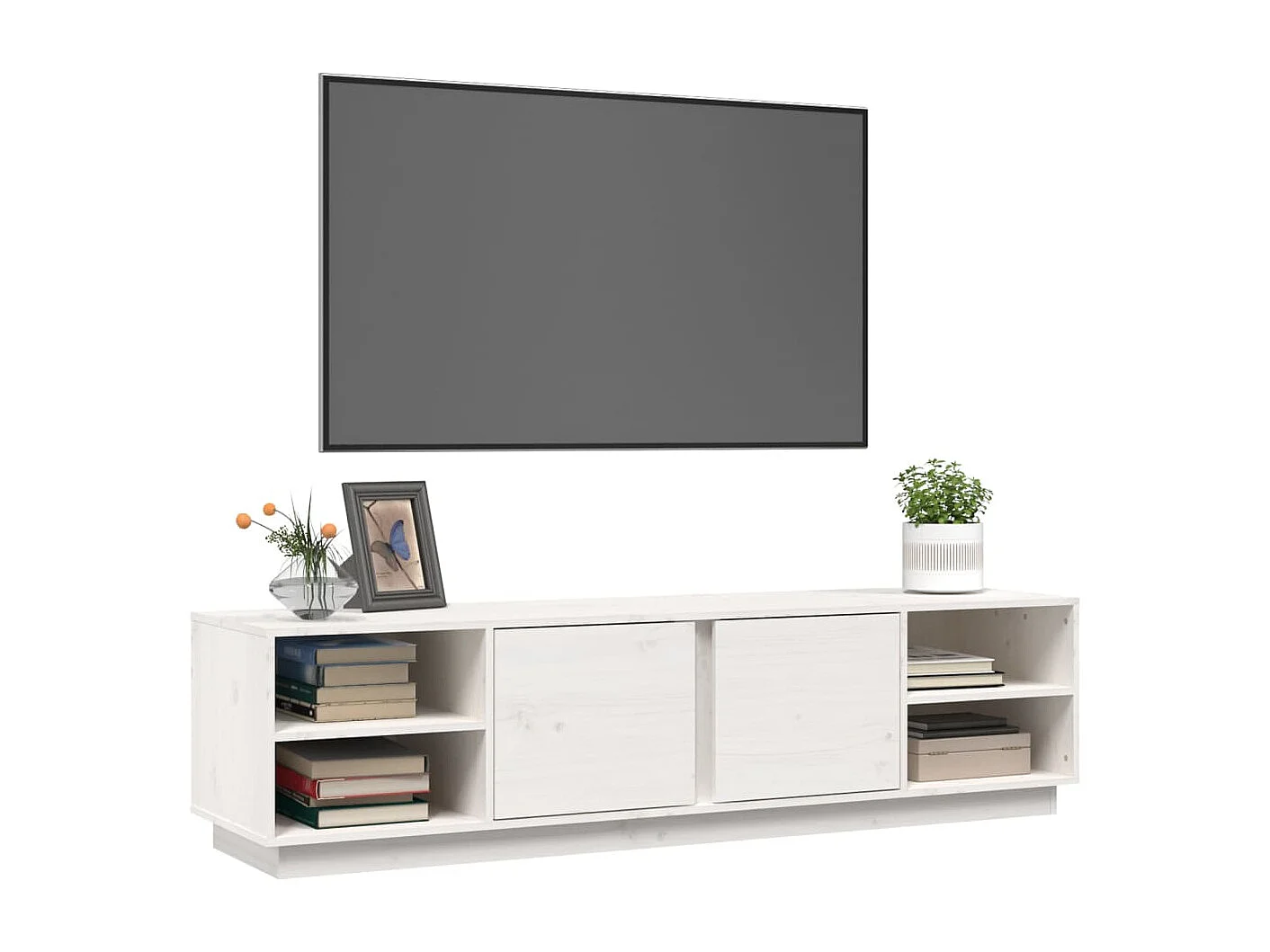 Meuble TV | Banc TV | Armoire TV Blanc 156x40x40 cm Bois de pin massif