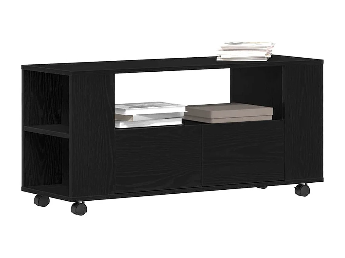 Tv-meubel | Tv-Bank | TV-kastwielen 102x34,5x43 cm spaanplaat zwart eikenkleurig