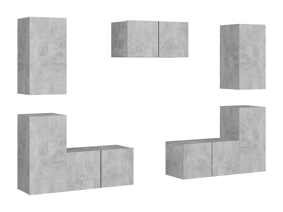 Ensemble de meubles TV | Bancs TV | Armoires TV 7 pcs Gris béton Bois d'ingénierie