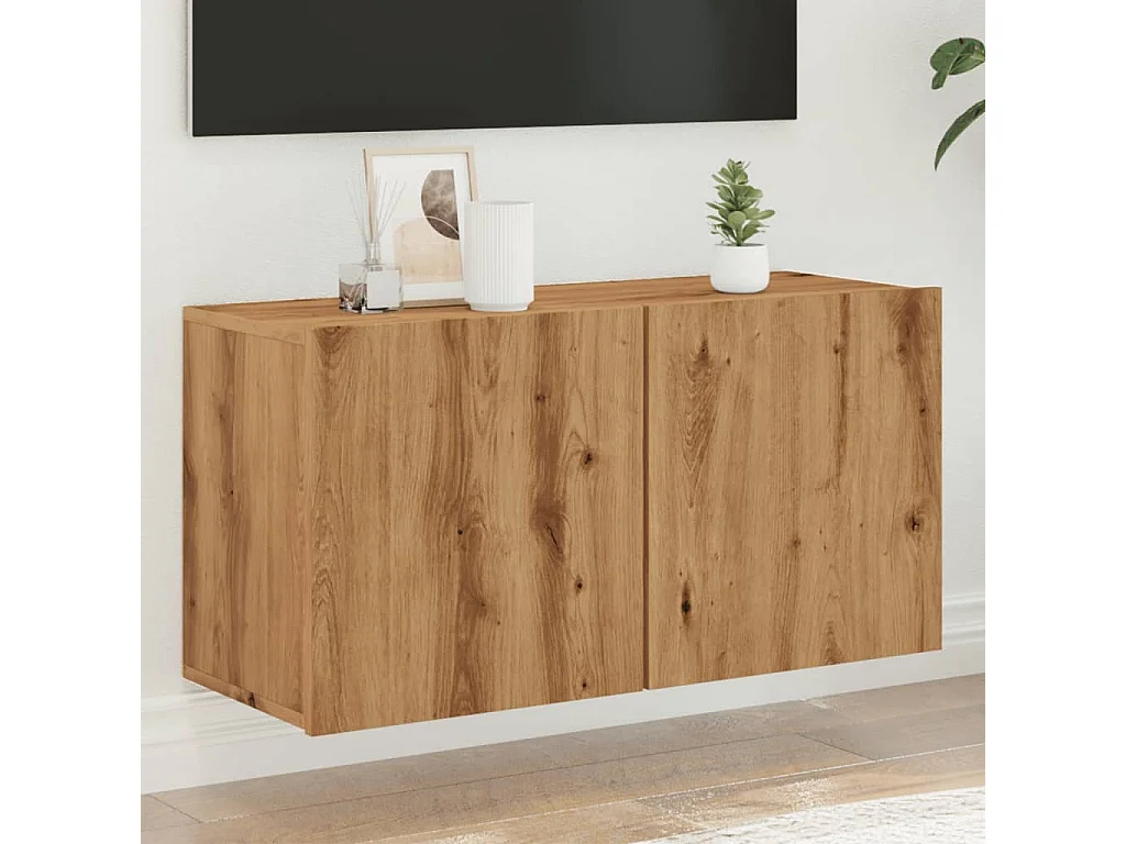 Meuble TV | Banc TV | Armoire TV mural chêne artisanal 80x30x41 cm