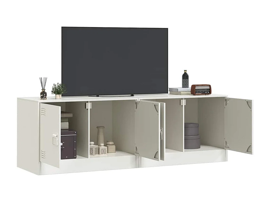 Meubles TV | Bancs TV | Armoires TV 2 pcs blanc 67x39x44 cm acier