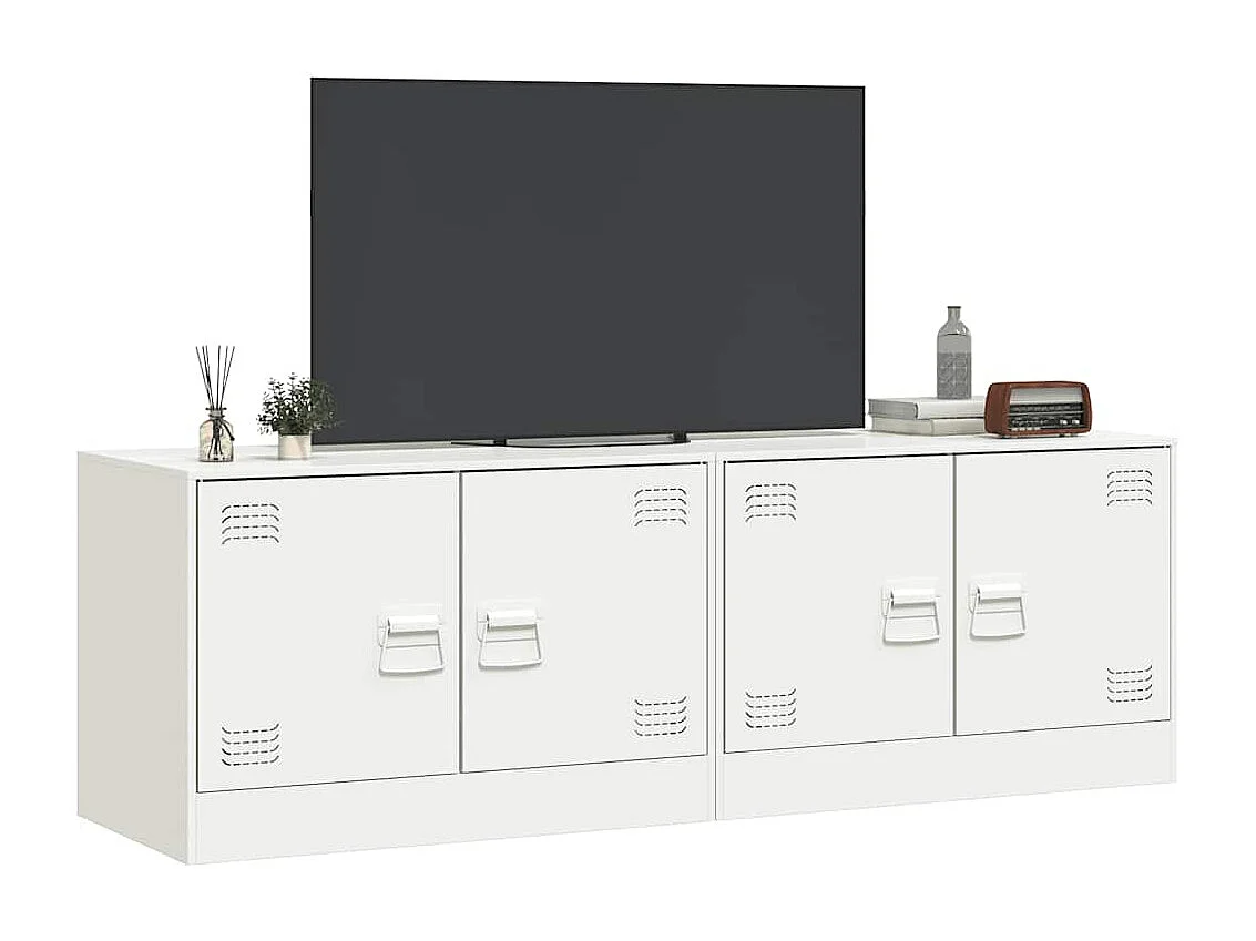 Meubles TV | Bancs TV | Armoires TV 2 pcs blanc 67x39x44 cm acier