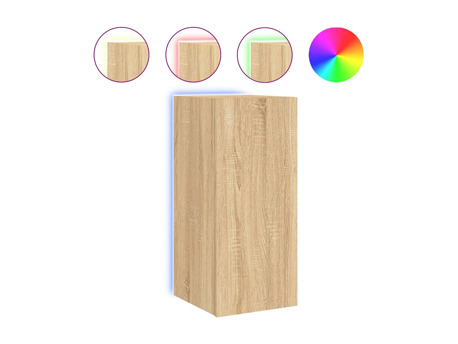 Meuble TV | Banc TV | Armoire TV mural avec lumières LED chêne sonoma 30,5x35x70 cm