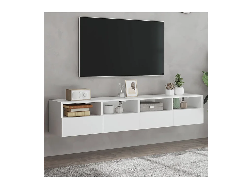 Muebles de pared TV | Gabinetes de TV |  Muebles de salón 2 uds madera ingeniería blanco 80x30x30 cm