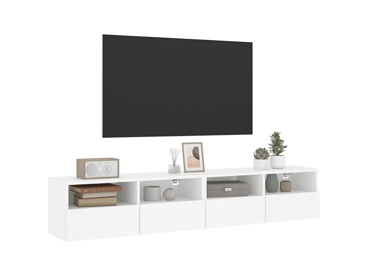 Muebles de pared TV | Gabinetes de TV |  Muebles de salón 2 uds madera ingeniería blanco 80x30x30 cm