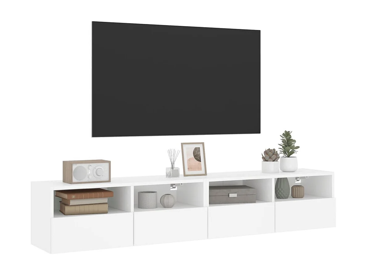 Meubles TV | Bancs TV | Armoires TV muraux 2 pcs blanc 80x30x30 cm bois d'ingénierie