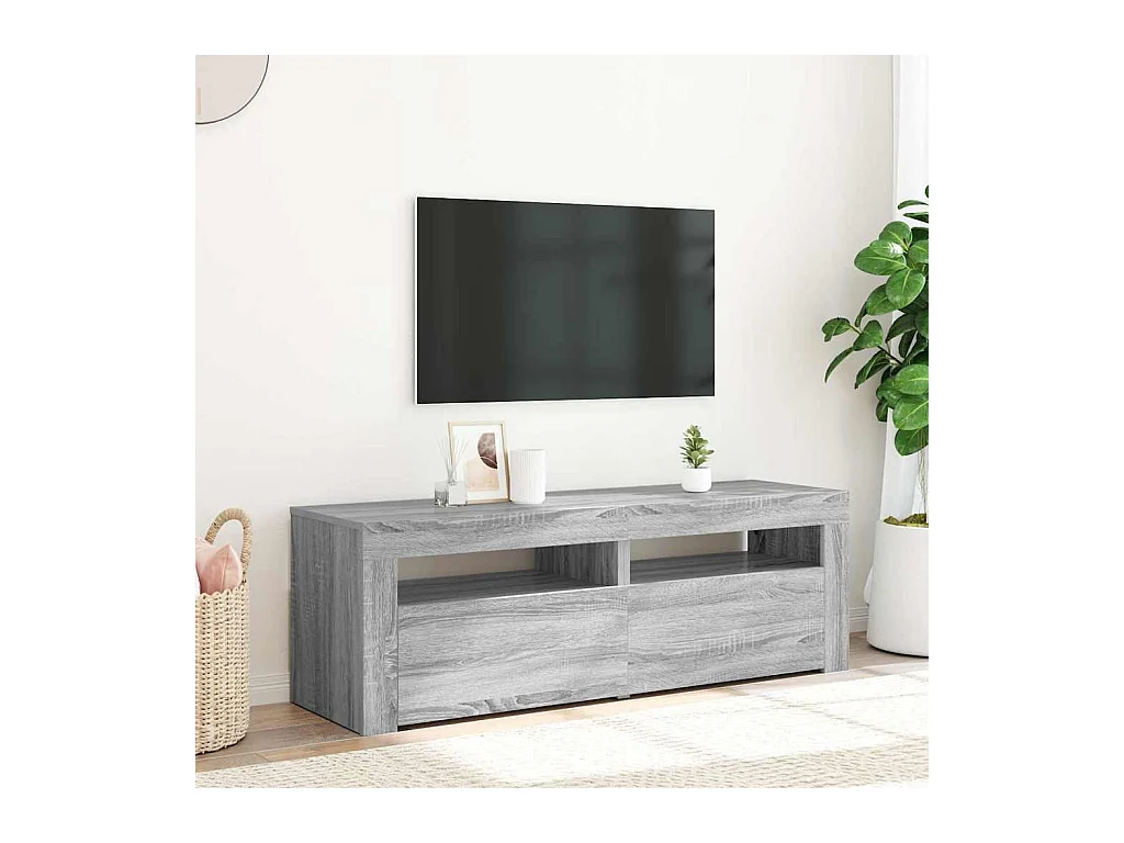 Mueble de TV | Mueble de salón con luces LED gris Sonoma 120x35x40 cm