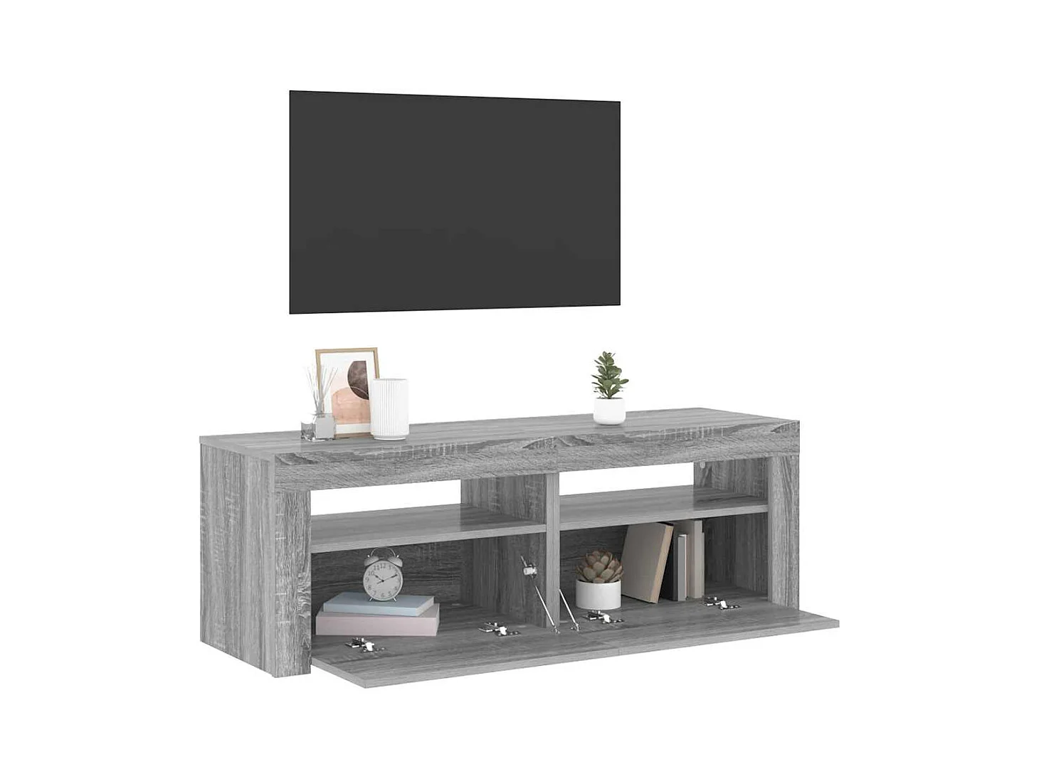 Mueble de TV | Mueble de salón con luces LED gris Sonoma 120x35x40 cm