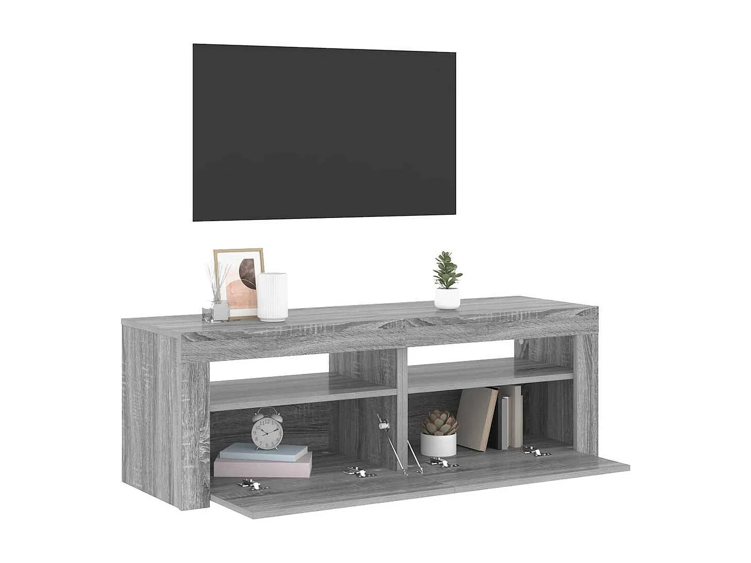 Meuble TV | Banc TV | Armoire TV avec lumières LED sonoma gris 120x35x40 cm