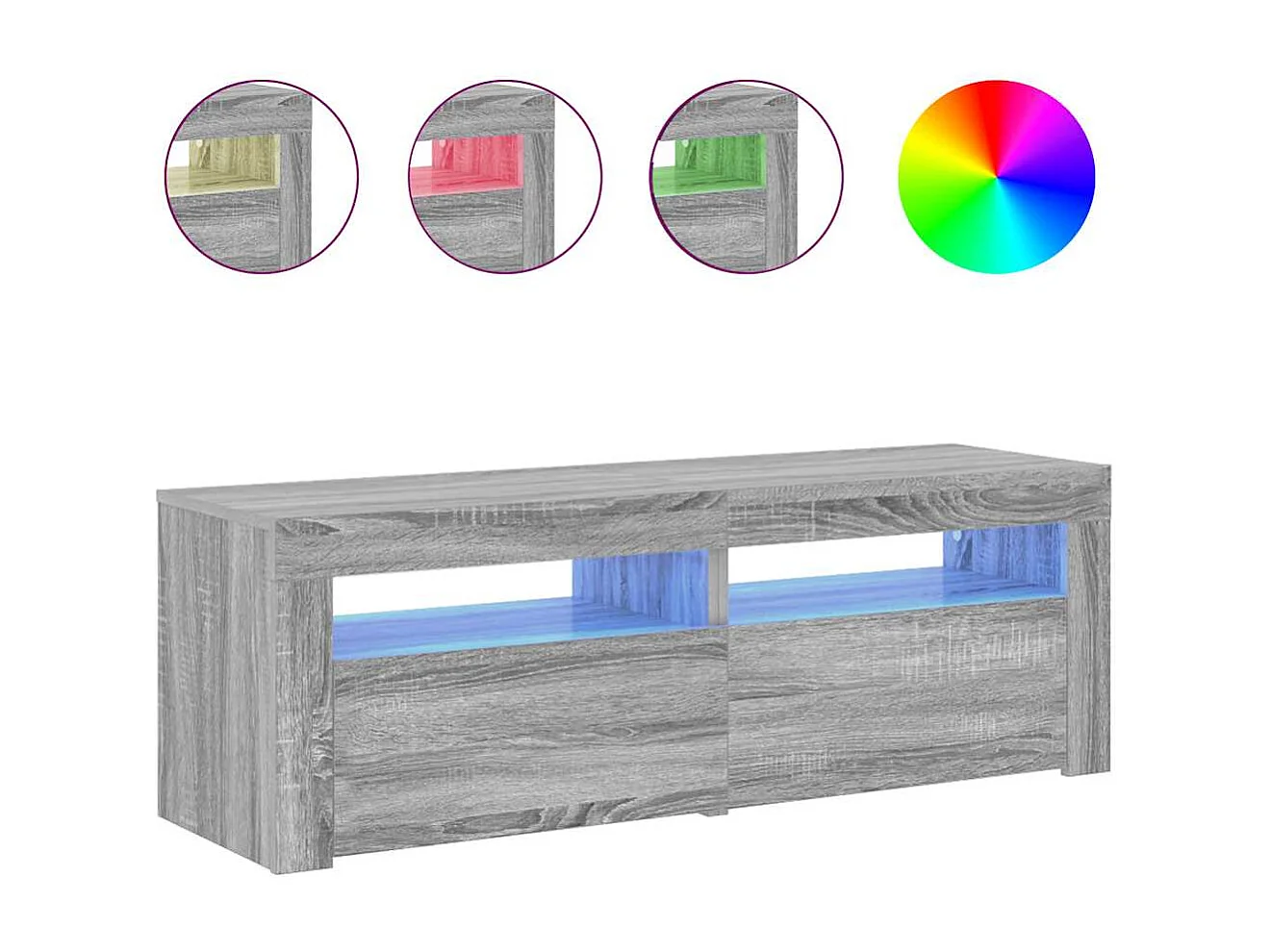 Meuble TV | Banc TV | Armoire TV avec lumières LED sonoma gris 120x35x40 cm