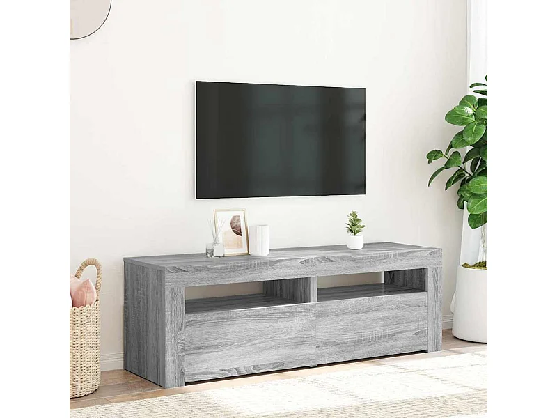 Meuble TV | Banc TV | Armoire TV avec lumières LED sonoma gris 120x35x40 cm