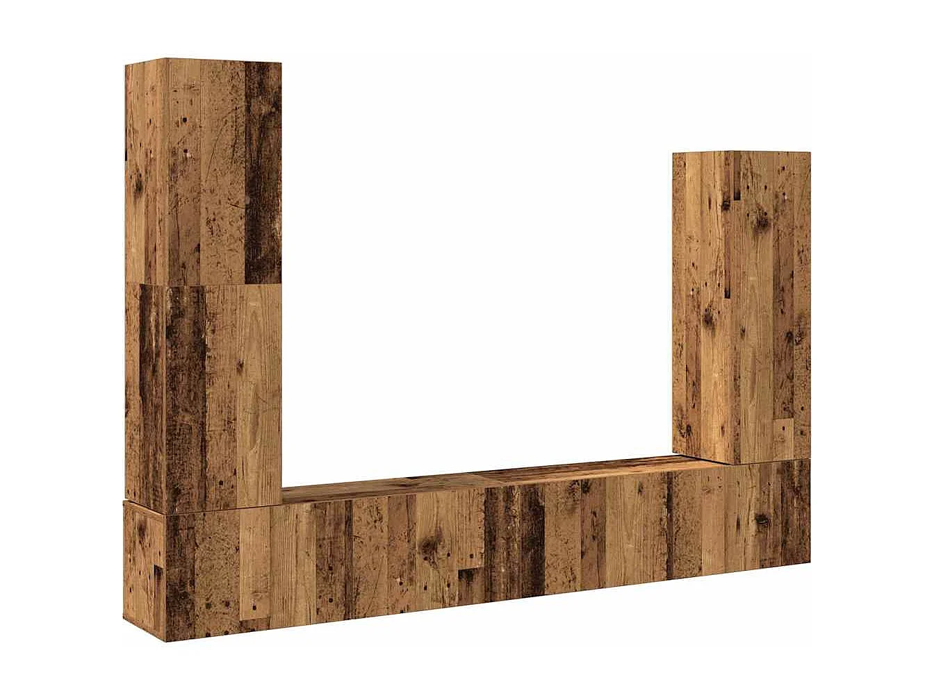 Set Mobile TV | Armadietto TV 4 pz Montato a Parete Legno Antico in Truciolato