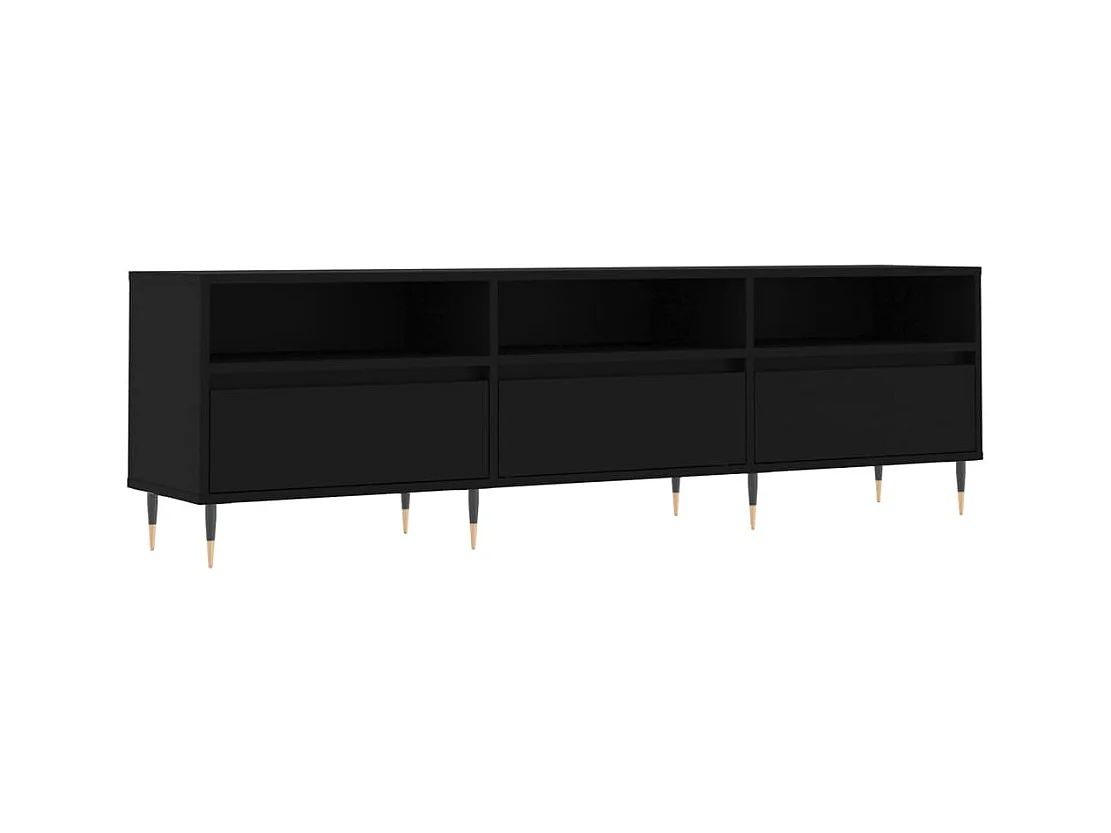 Mueble de TV | Mueble de salón madera contrachapada negro 150x30x44,5 cm