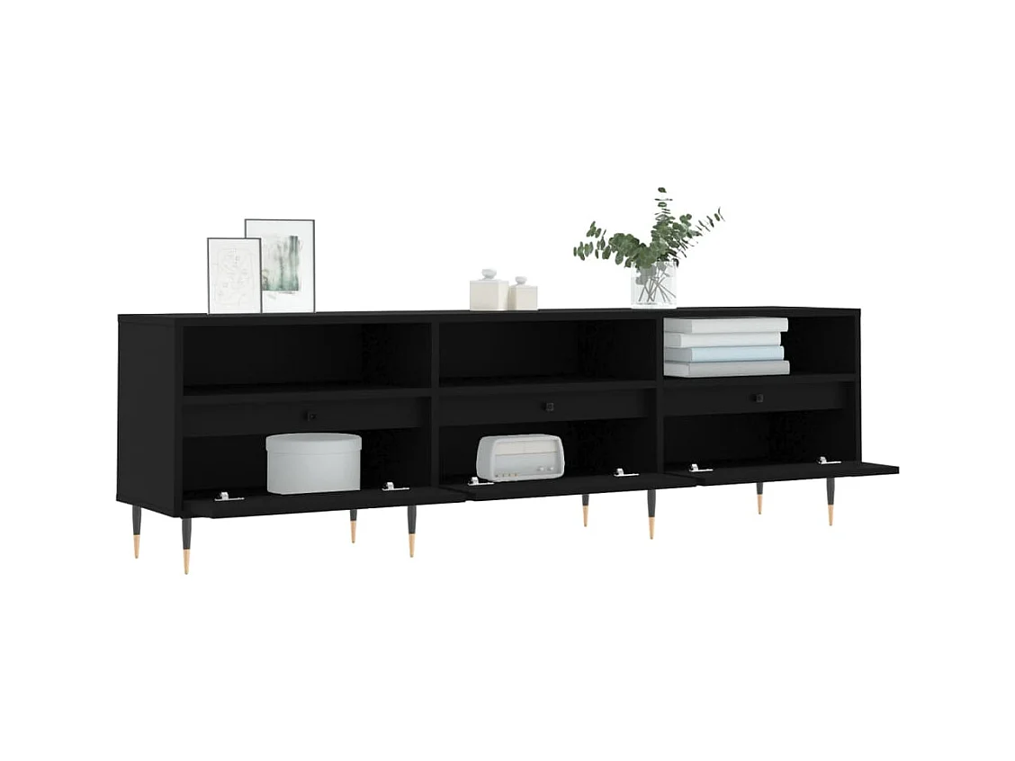 Mueble de TV | Mueble de salón madera contrachapada negro 150x30x44,5 cm