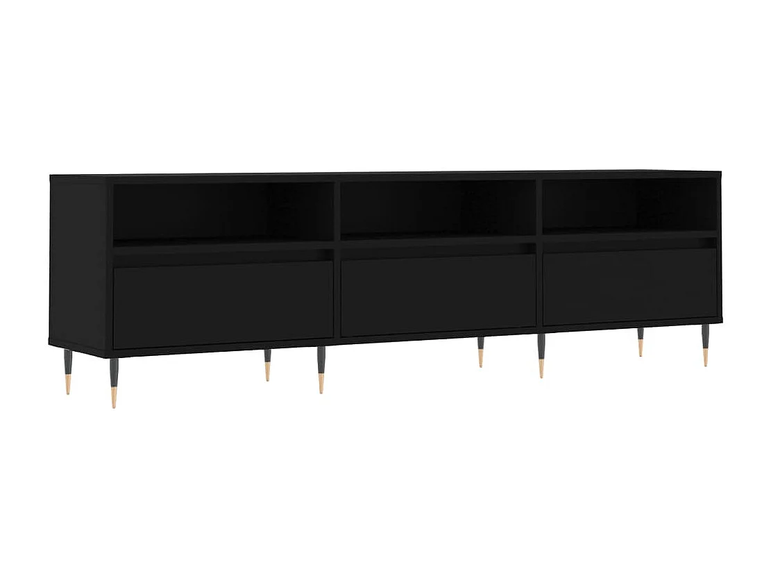 Mueble de TV | Mueble de salón madera contrachapada negro 150x30x44,5 cm