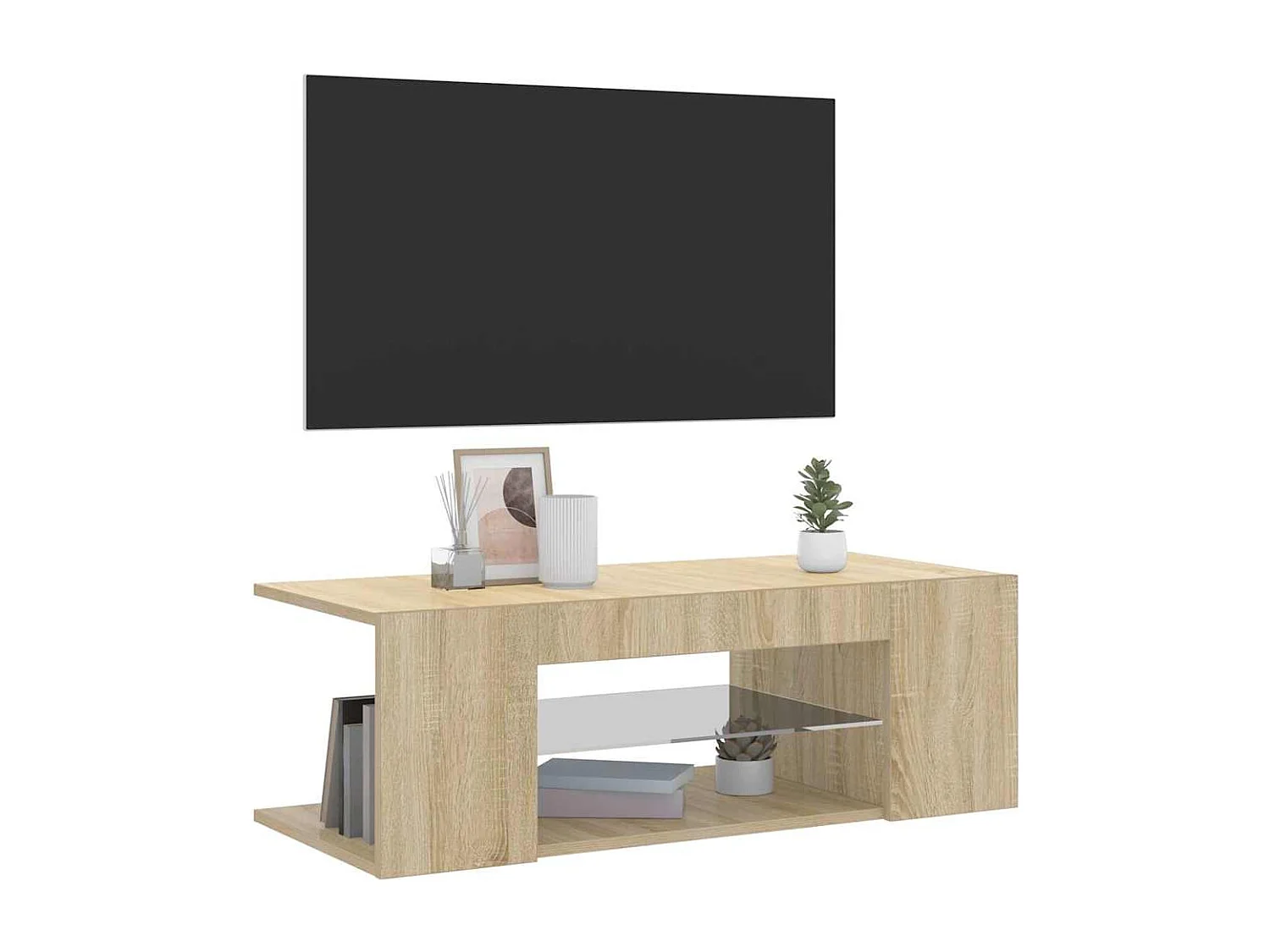 Mueble de TV | Mueble de salón con luces LED roble Sonoma 90x39x30 cm