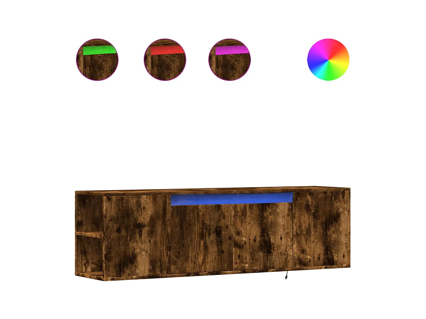 Tv-wandmeubel | TV-kast | Tv-Bank met LED-verlichting 135x31x39,5 cm gerookt eiken