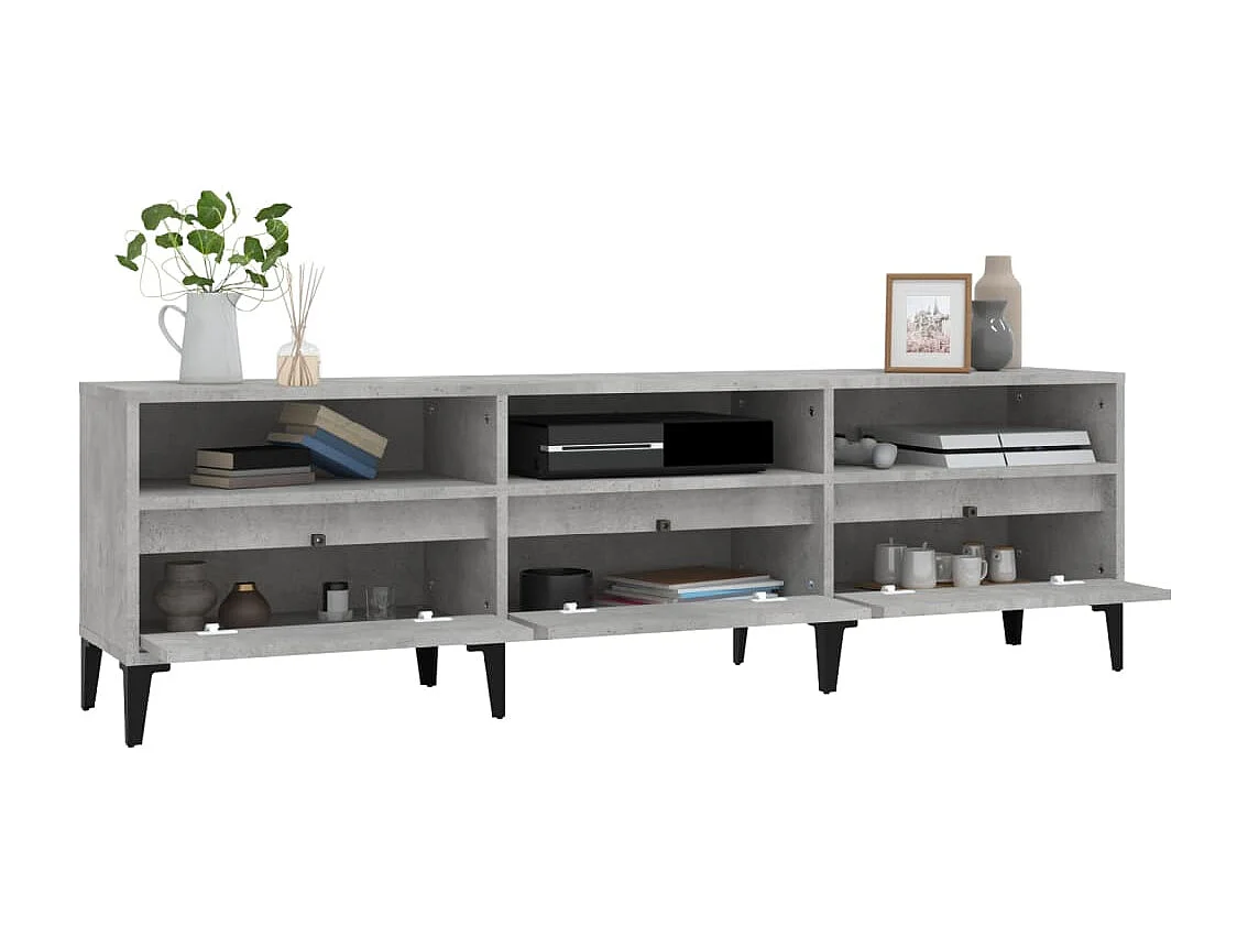Meuble TV | Banc TV | Armoire TV gris béton 150x30x44,5 cm bois d'ingénierie