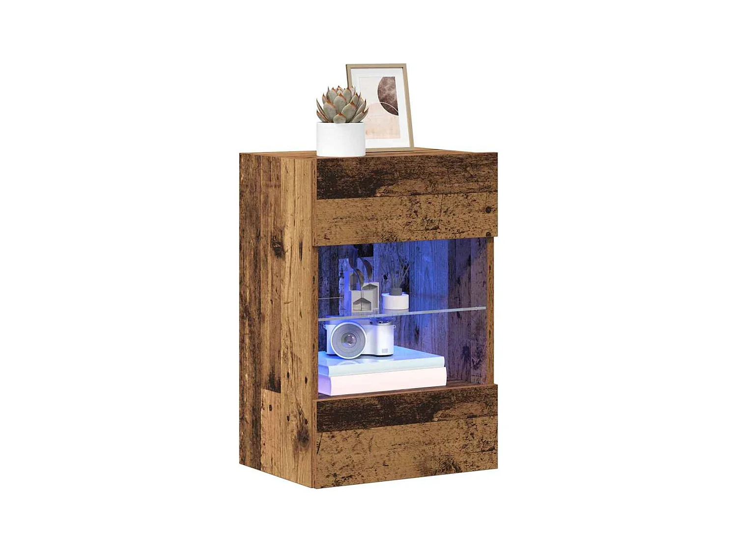 Meubles muraux avec lumières LED pour TV | Bancs TV | Armoires TV 2 pcs vieux bois 40x30x60,5cm