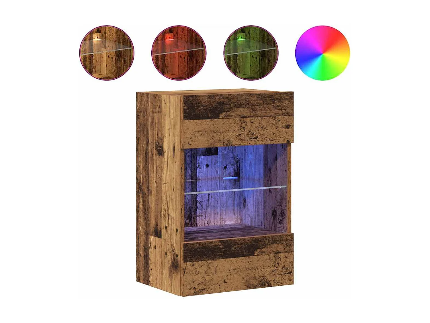 Meubles muraux avec lumières LED pour TV | Bancs TV | Armoires TV 2 pcs vieux bois 40x30x60,5cm