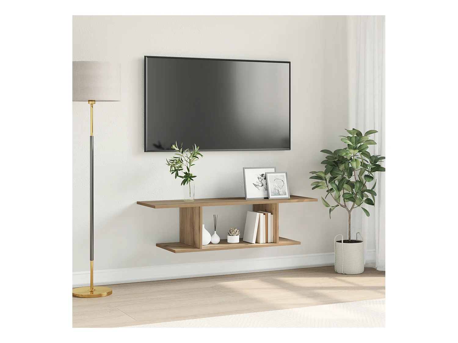 TV-kast | Tv-meubel | Tv-Bank met plank met opslag Bruin 103 x 30 x 26,5 cm Bewerkt hout