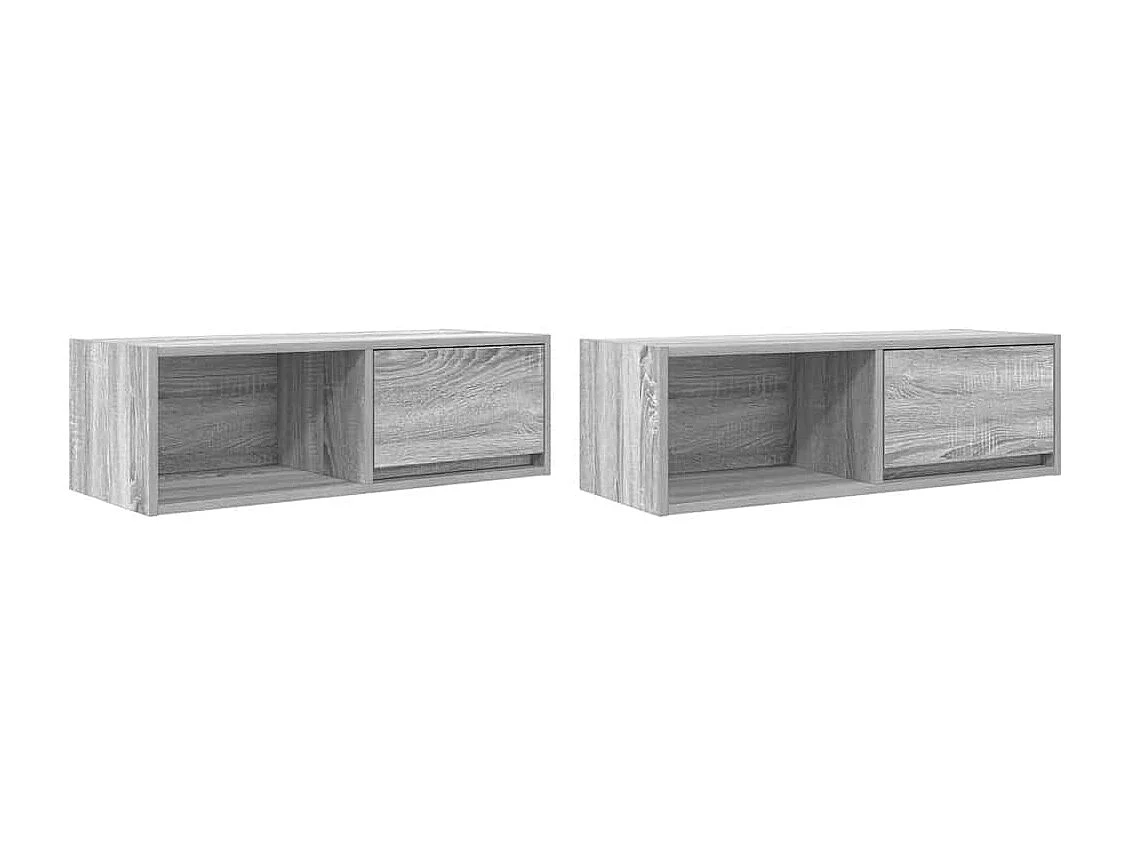 Tv-meubelen | Tv-Banken | TV-kasten 2 st 80x31x25,5 cm bewerkt hout grijs sonoma eiken
