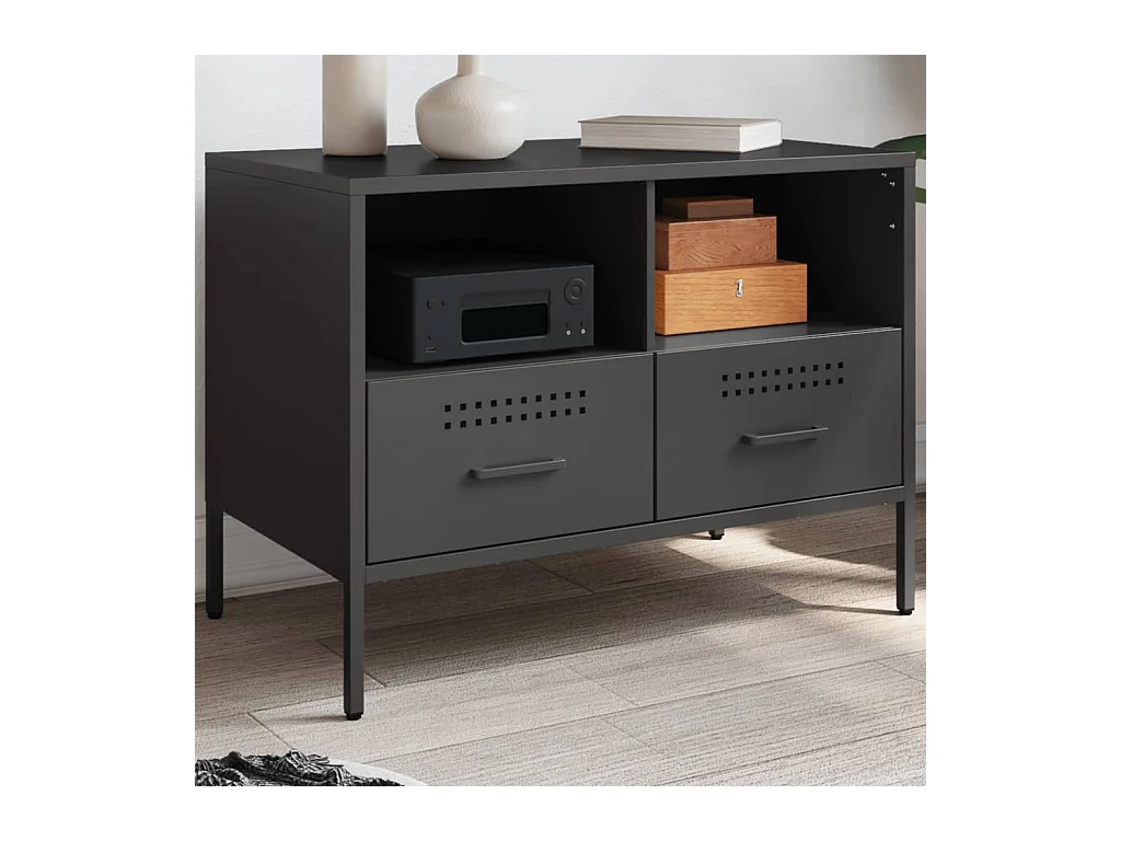 Mueble para TV  | Gabinete de TV |  Mueble de salón acero negro 68x39x50,5 cm