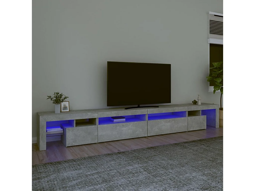 Meuble TV | Banc TV | Armoire TV avec lumières LED Gris béton 290x36,5x40 cm