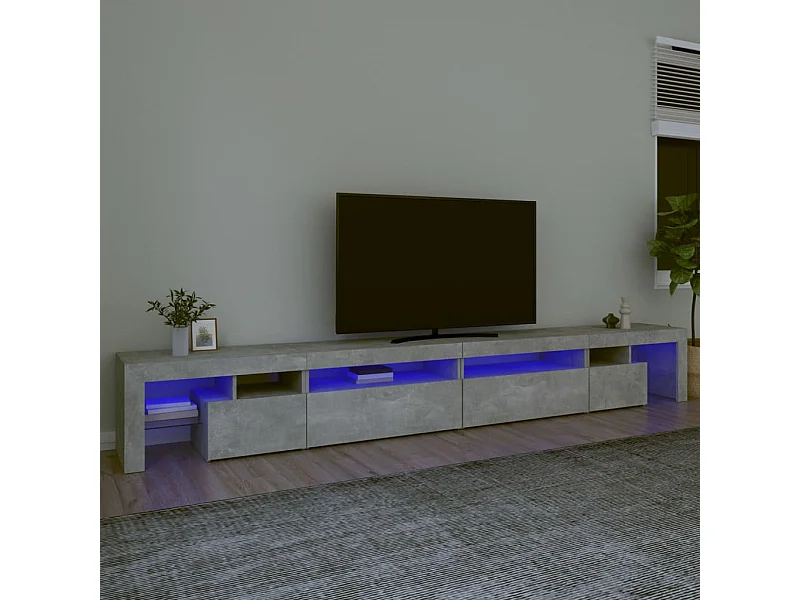 Meuble TV | Banc TV | Armoire TV avec lumières LED Gris béton 290x36,5x40 cm