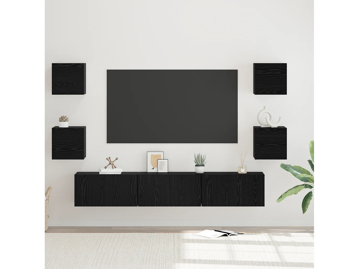 Tv-meubelset | Tv-Bank | TV-kast Anders 7 pcs Zwart eiken Medium 180 x 30 x 30 cm