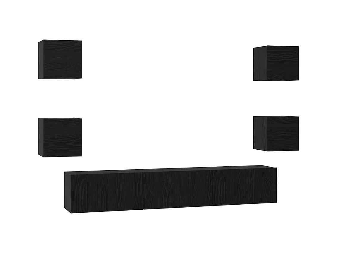 Tv-meubelset | Tv-Bank | TV-kast Anders 7 pcs Zwart eiken Medium 180 x 30 x 30 cm