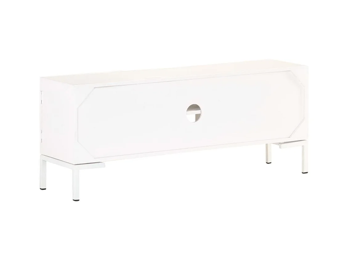 Meuble TV | Banc TV | Armoire TV Blanc 115x30x46 cm Bois massif de manguier