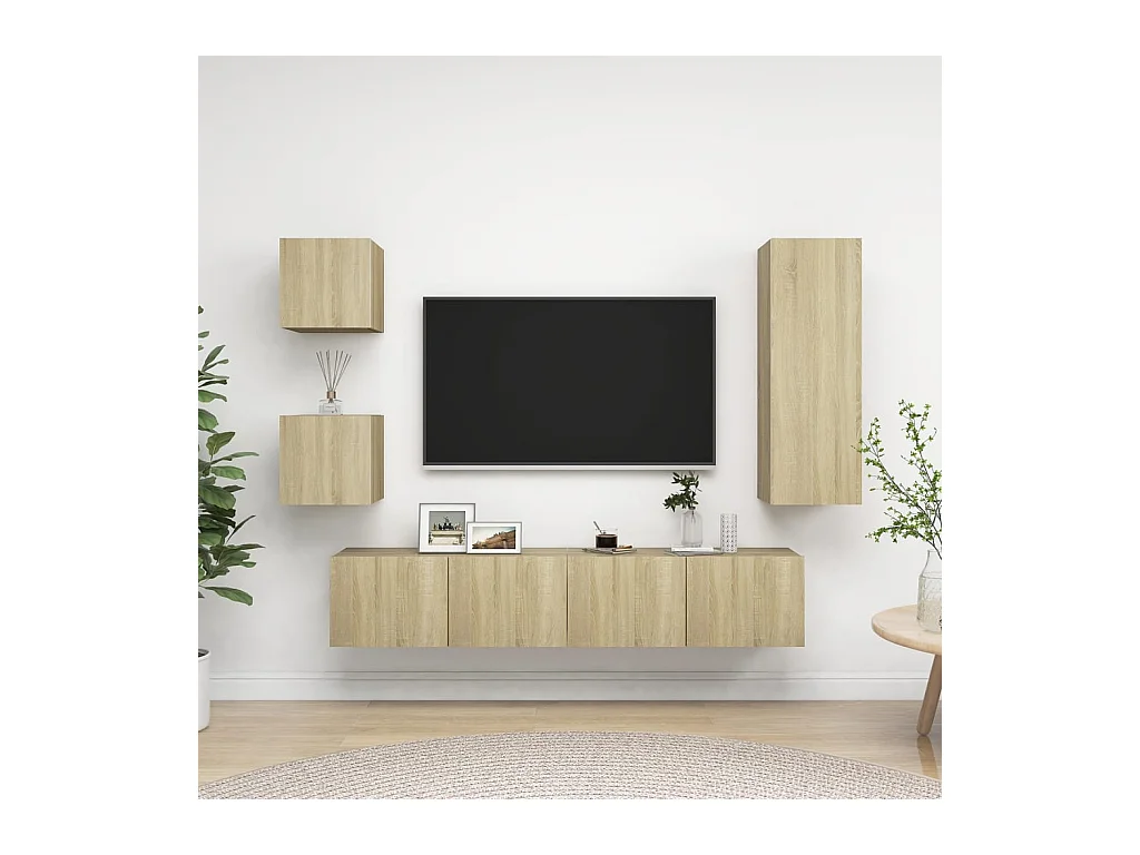 Ensemble de meuble TV | Banc TV | Armoire TV 5 pcs Chêne sonoma Bois d'ingénierie