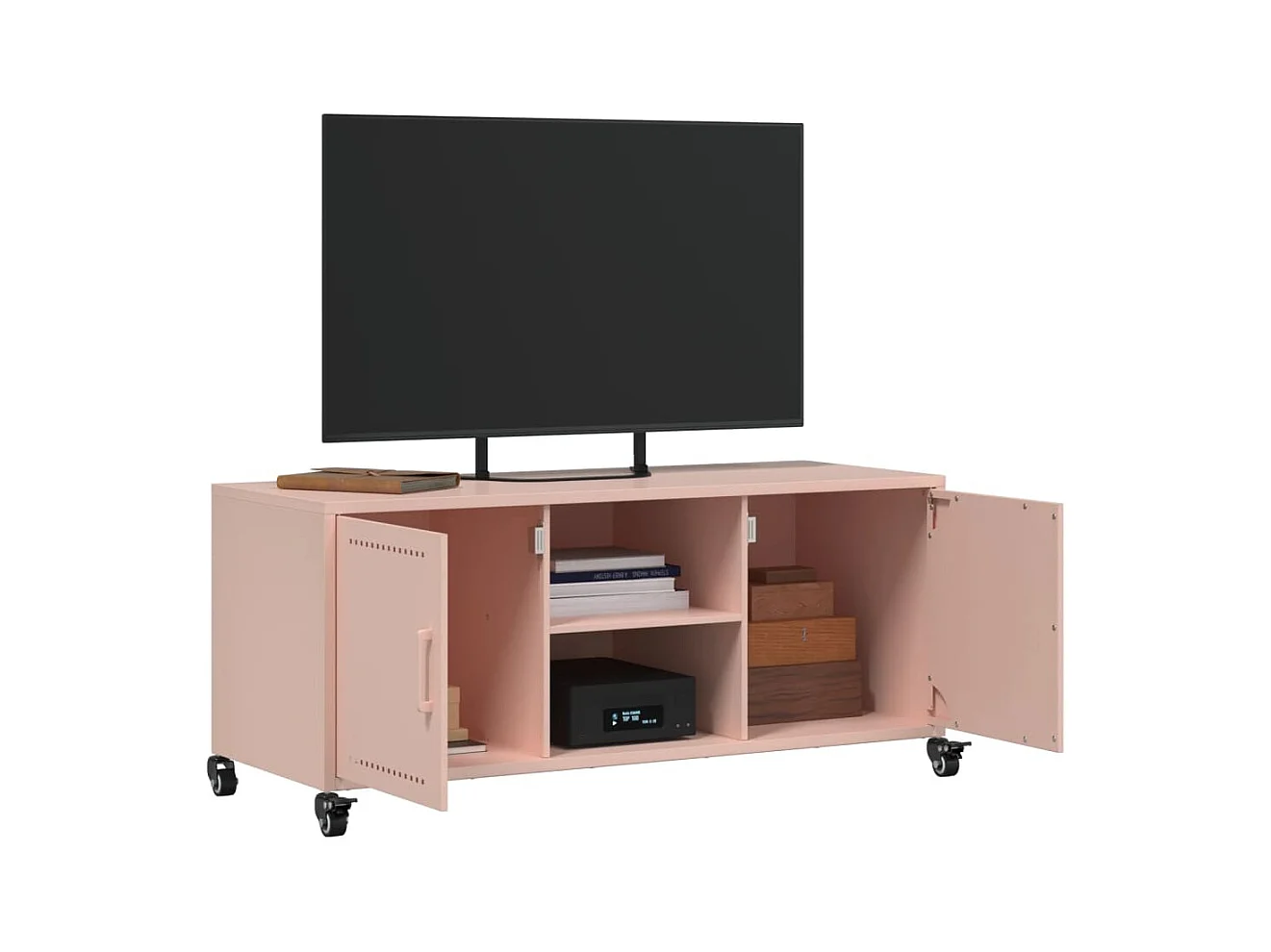 Mueble de TV | Mueble de salón acero rosa 100,5x39x43,5 cm
