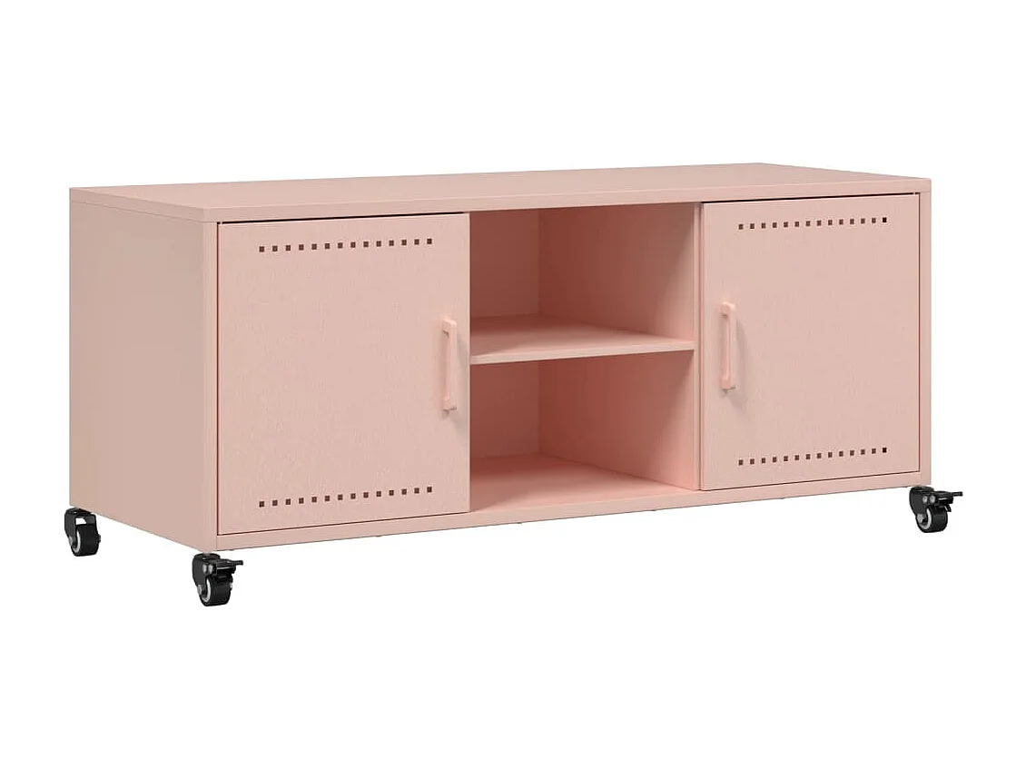 Meuble TV | Banc TV | Armoire TV rose 100,5x39x43,5 cm acier