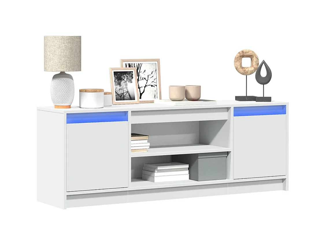 Mueble de TV | Mueble de salón con LED madera de ingeniería blanco 139,5x34x50 cm