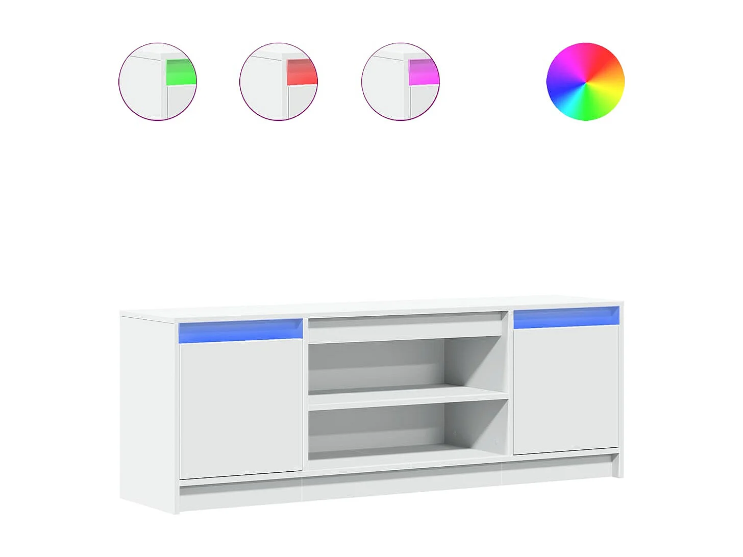 Mueble de TV | Mueble de salón con LED madera de ingeniería blanco 139,5x34x50 cm