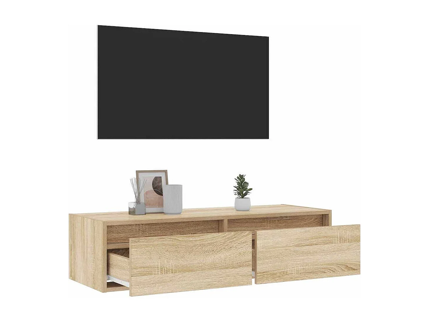 Mueble de TV | Mueble de salón con luces LED roble sonoma 100X35,5x25 cm