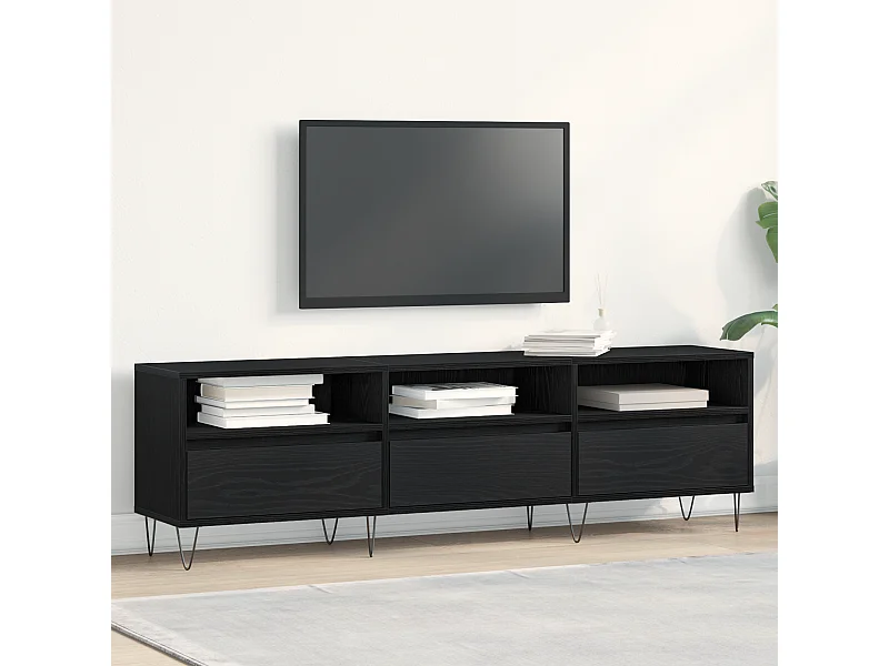 Tv-meubel | Tv-Bank | TV-kast150x30x44,5 cm bewerkt hout zwart eikenkleurig