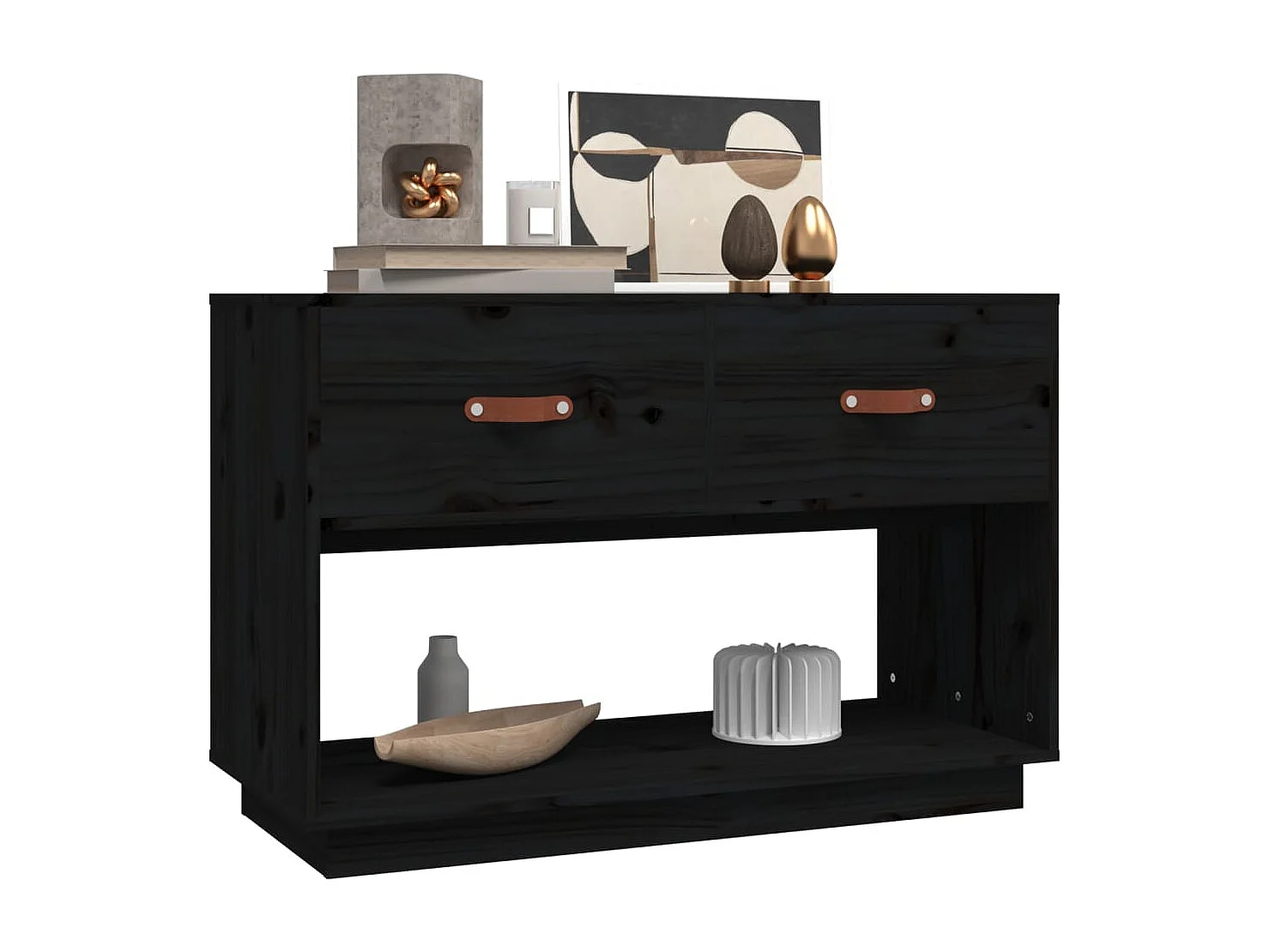 Meuble TV | Banc TV | Armoire TV Noir 90x40x60 cm Bois de pin massif