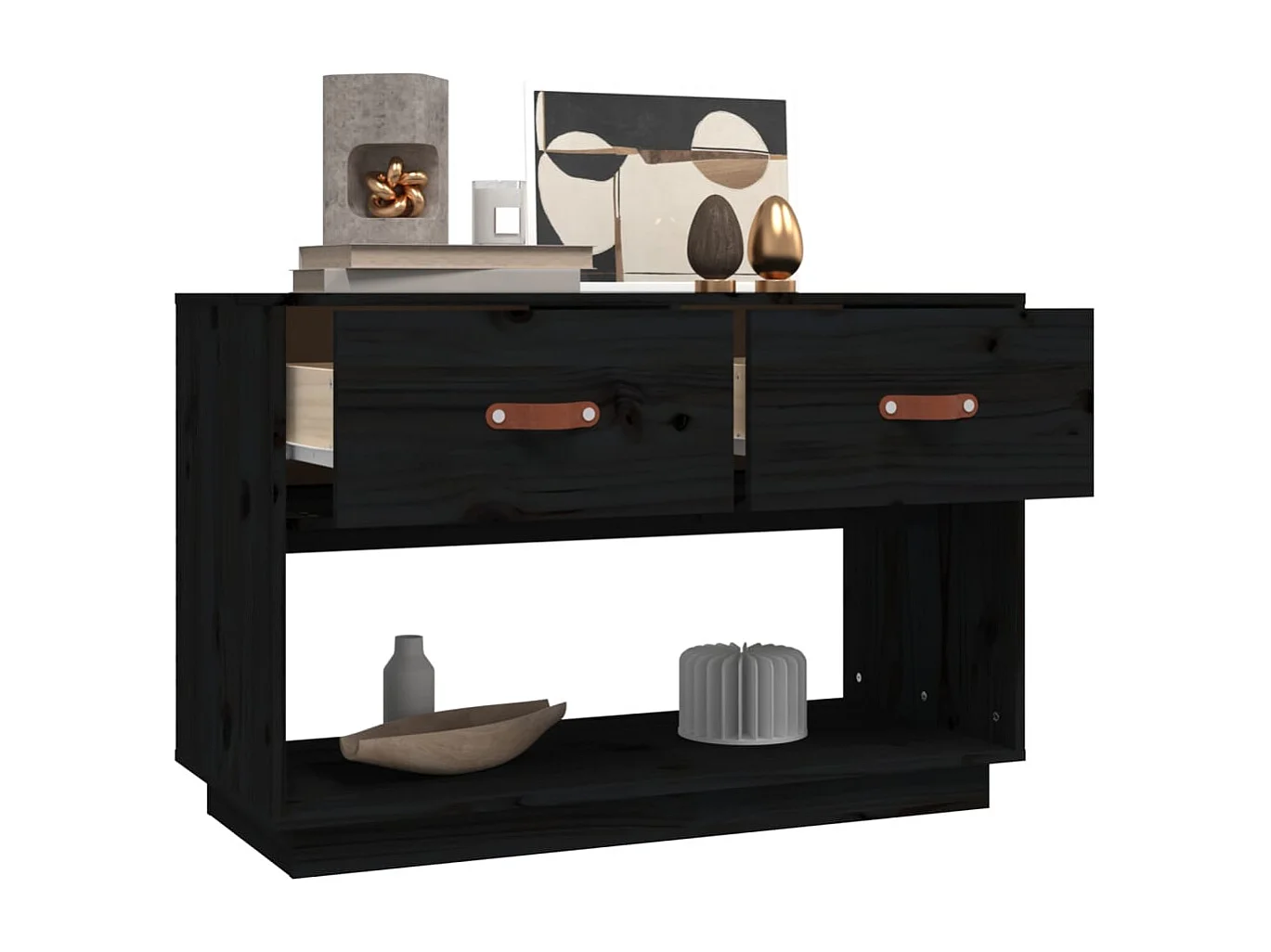 Meuble TV | Banc TV | Armoire TV Noir 90x40x60 cm Bois de pin massif