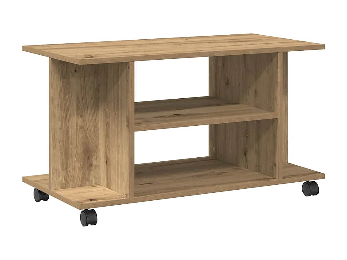 Meuble TV | Banc TV | Armoire TV roulettes chêne artisanal 80x40x45 cm bois ingénierie